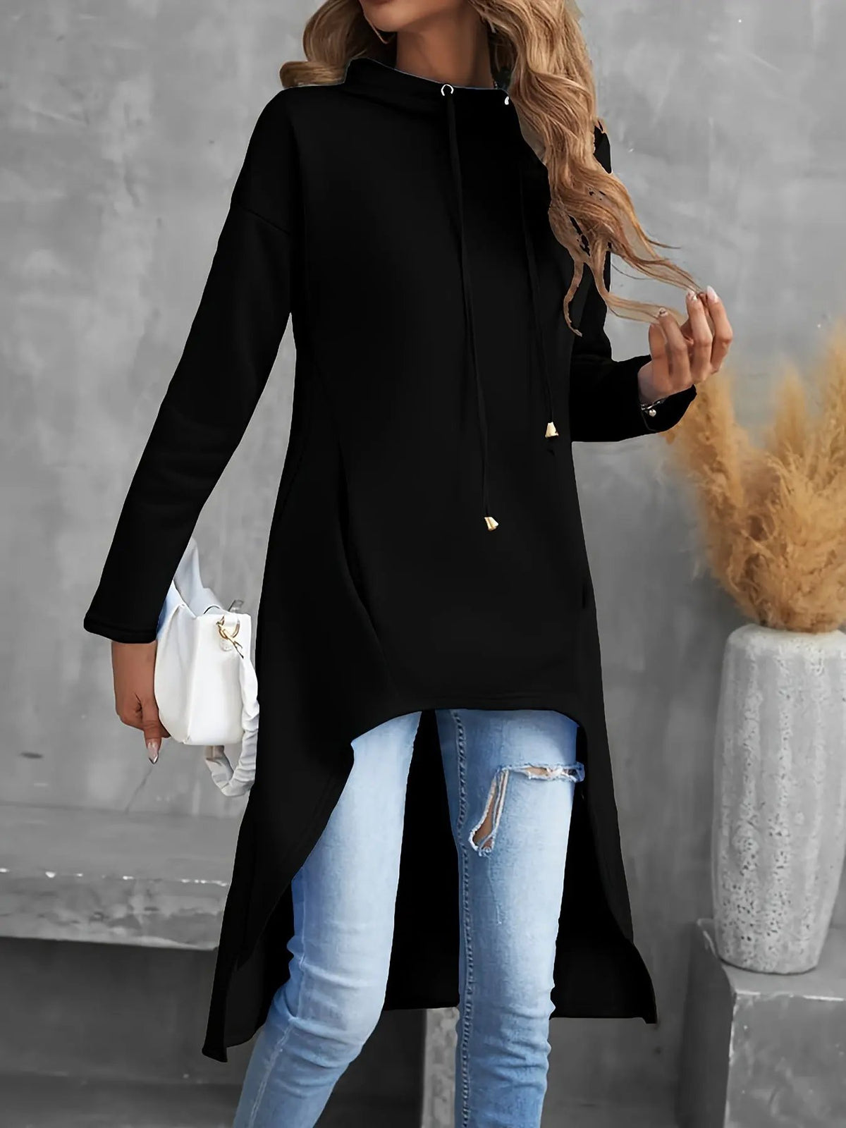 Tabitha | High-Low Drawstring Hoodie by My Store