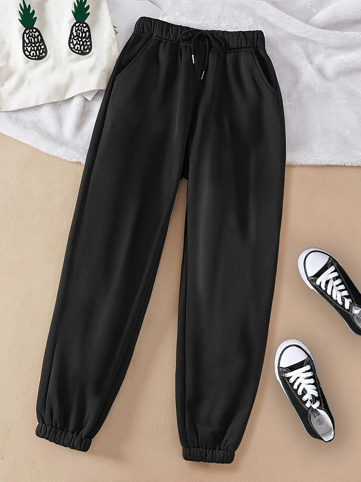 Women's Relaxed Drawstring Joggers with Cuffed Hem-Women's Joggers-Bellmaren-Light Grey-XS-My Store