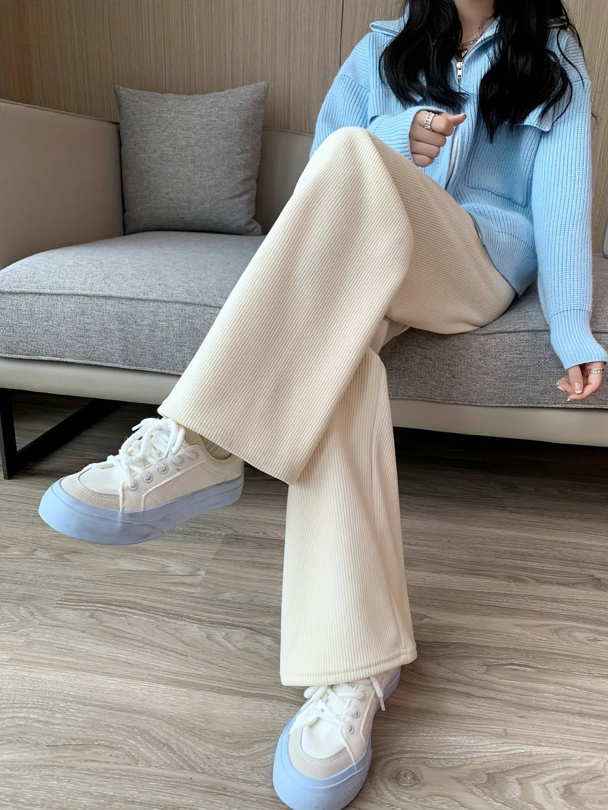 Women's Wide Leg Trousers With Soft Inner Lining-Women's Trousers-Bellmaren-Ginger-XS-My Store