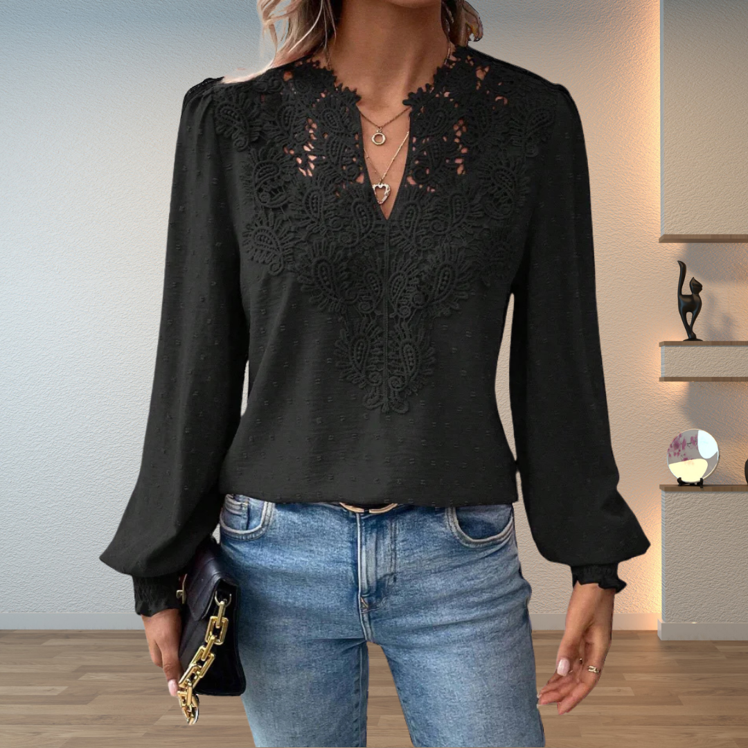 Marlene | Elegant Lace-Trim Blouse by Bellmaren