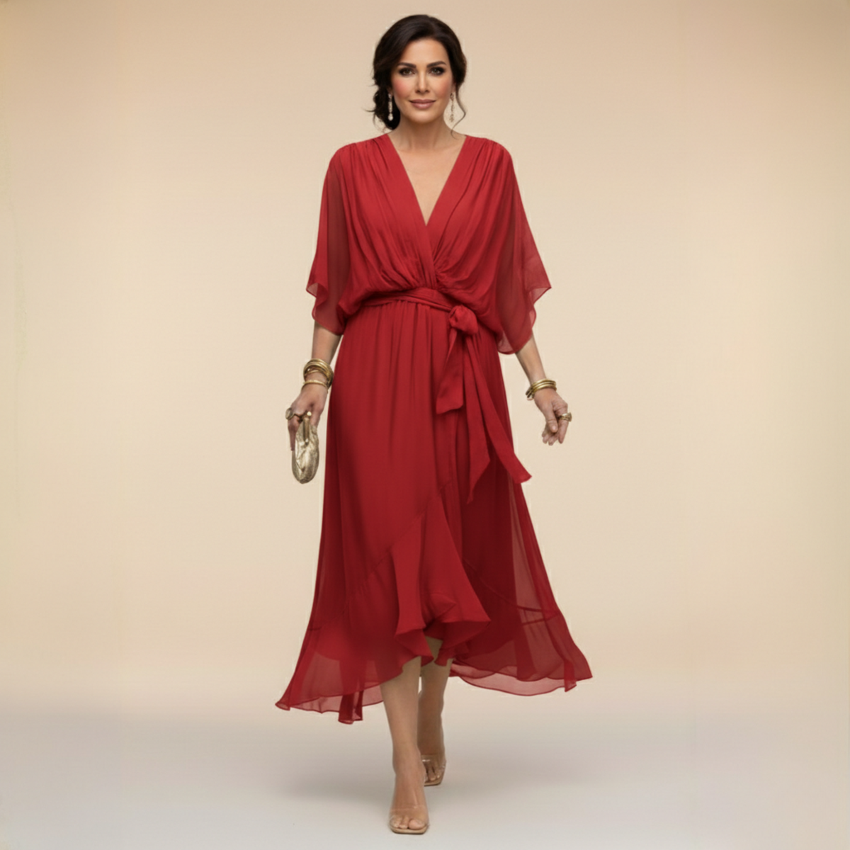 Abigail | Stylish Chiffon V-Neck Dress by My Store