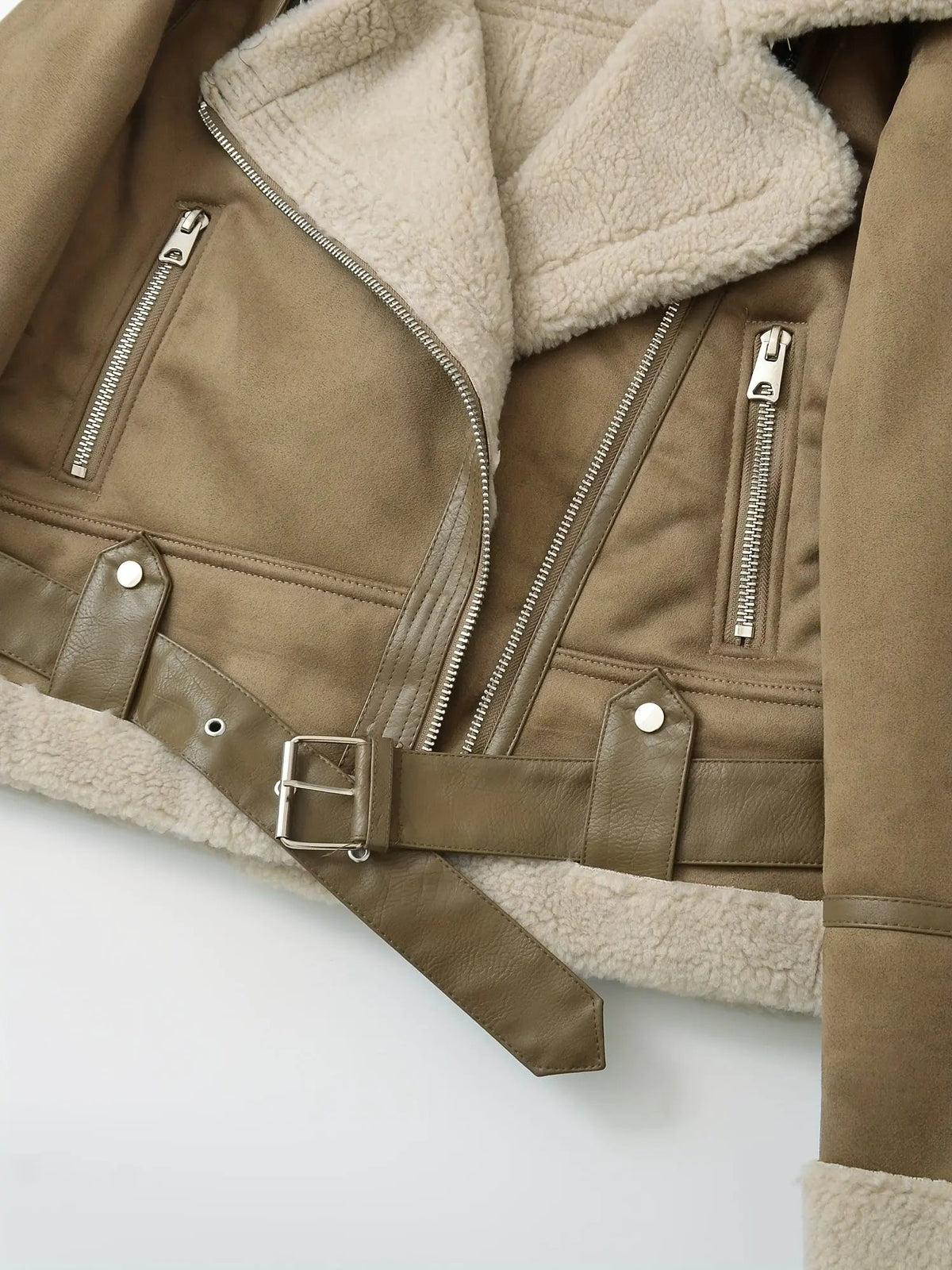 Women's Belted Aviator Jacket with Zip Front-Women's Coats & Jackets-Bellmaren-Camel-XS-My Store