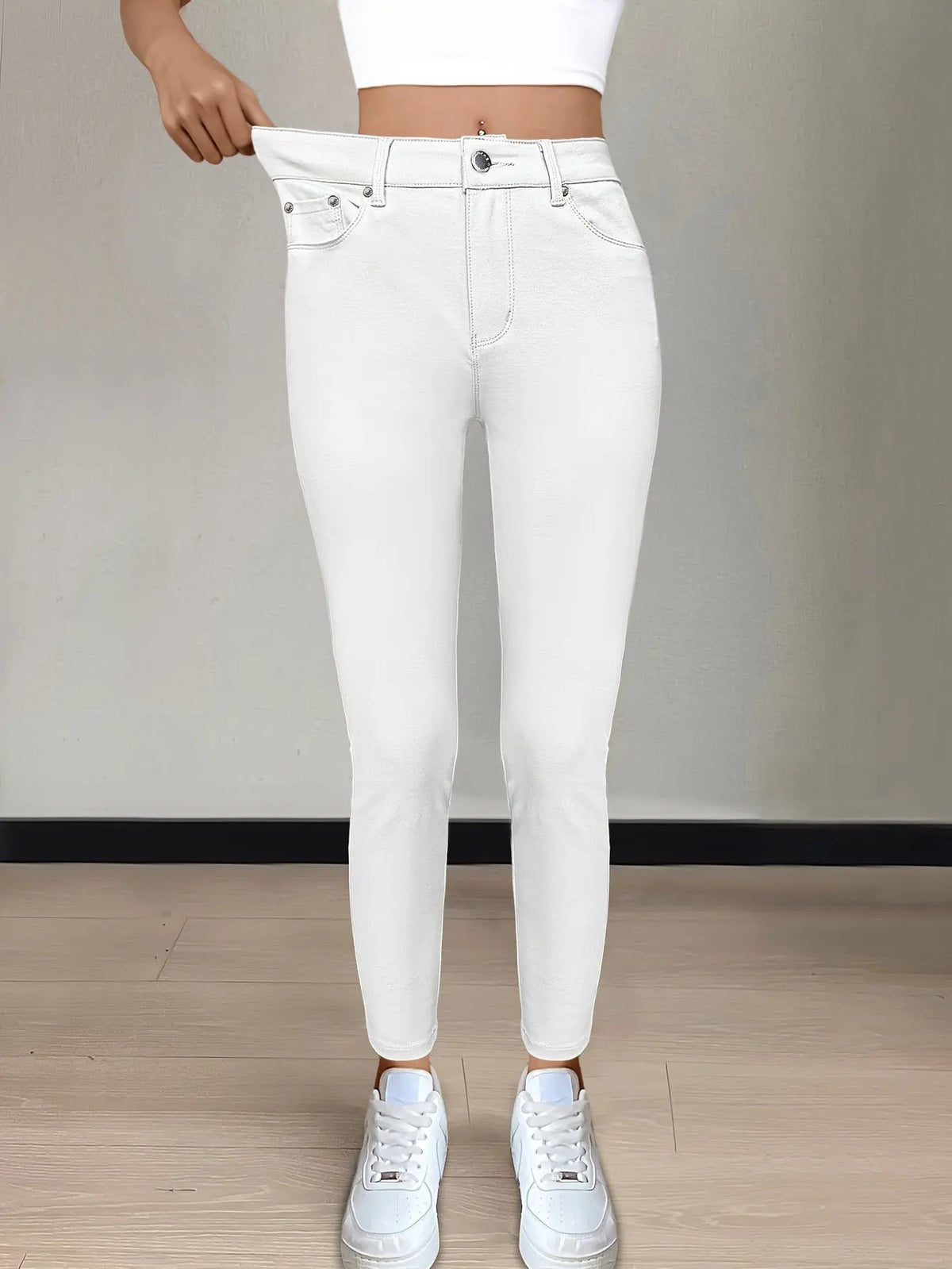 Women's High-Waist Skinny Jeans with Gentle Stretch-Women's Jeans-Bellmaren-Black-S-My Store