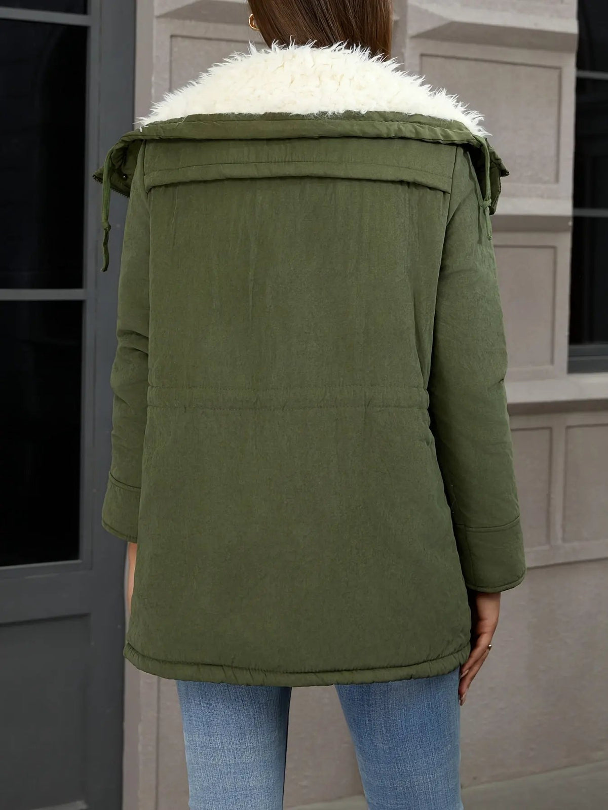 Women's Hooded Mid-Length Parka With Drawstring Waist-Women's Coats & Jackets-Bellmaren-Black-S-My Store