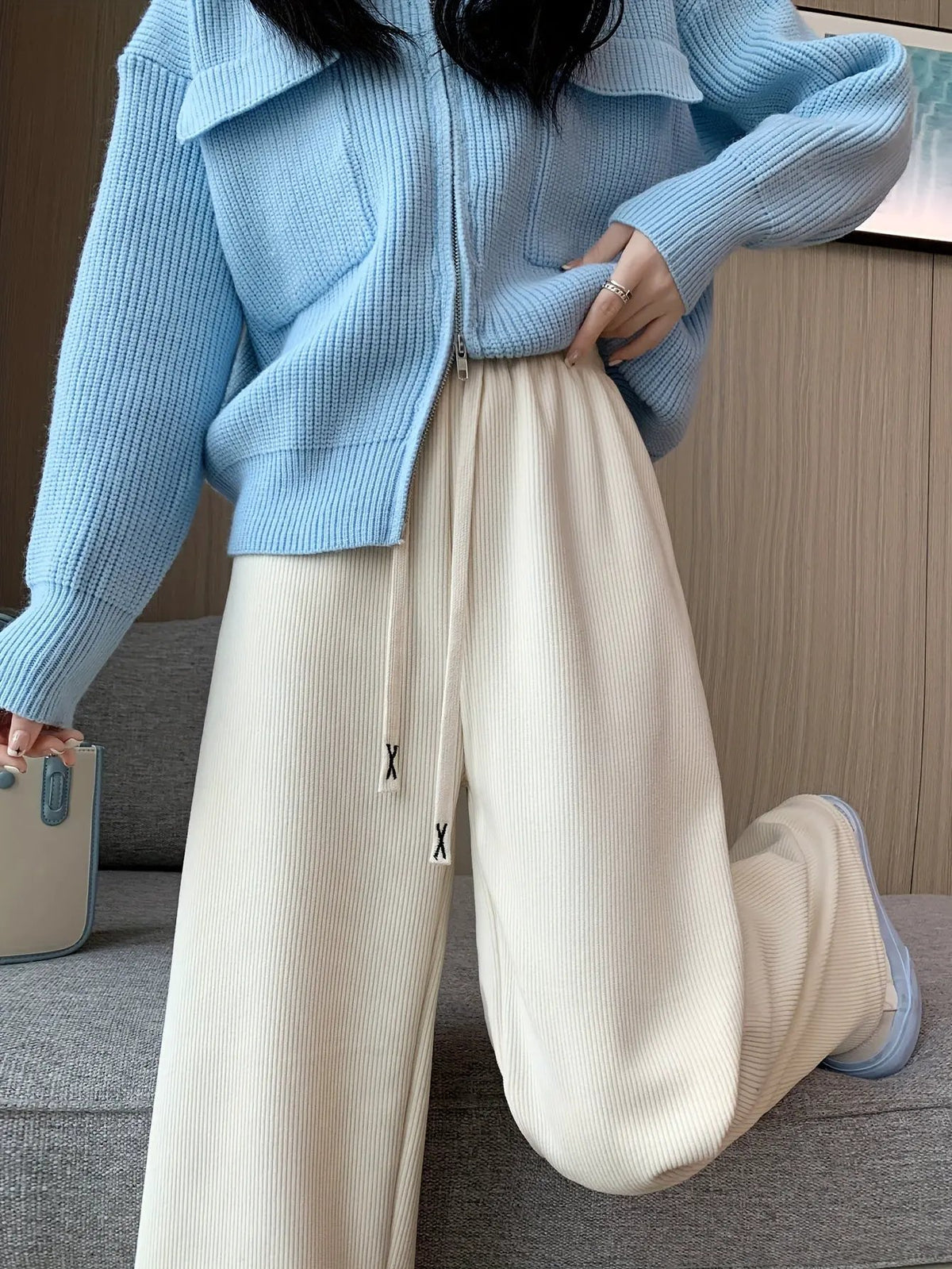 Women's Wide Leg Trousers With Soft Inner Lining-Women's Trousers-Bellmaren-Ginger-XS-My Store