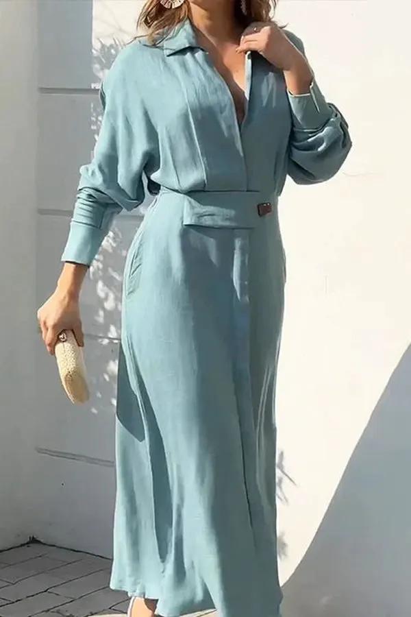 Women's Loose-Fit Ankle-Length Shirt Dress by Bellmaren