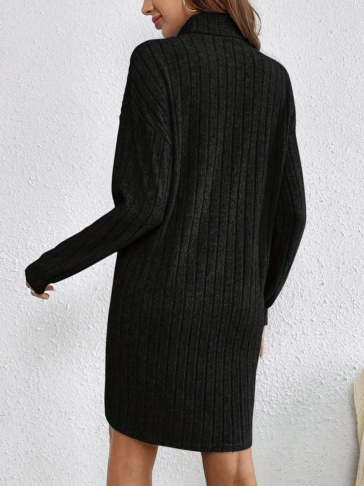 Women's Ribbed Turtleneck Sweater Dress Casual Layering-Women's Dresses-Bellmaren-Khaki-XS-My Store