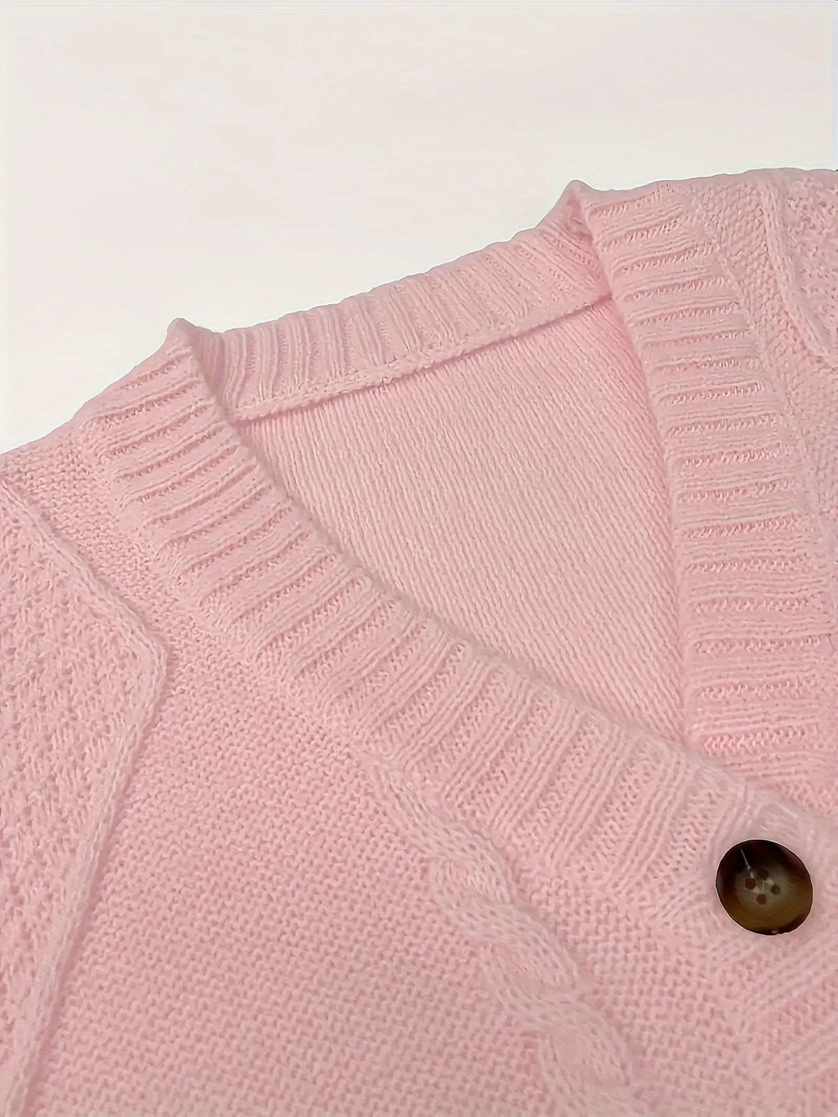 Women's Cable Knit Button Cardigan Relaxed Fit-Women’s Cardigans-Bellmaren-Pink-S-My Store