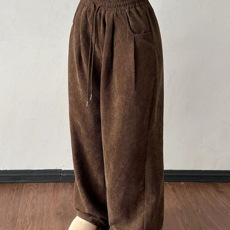 Women's Wide-Leg Trousers – Drawstring Waist, Relaxed