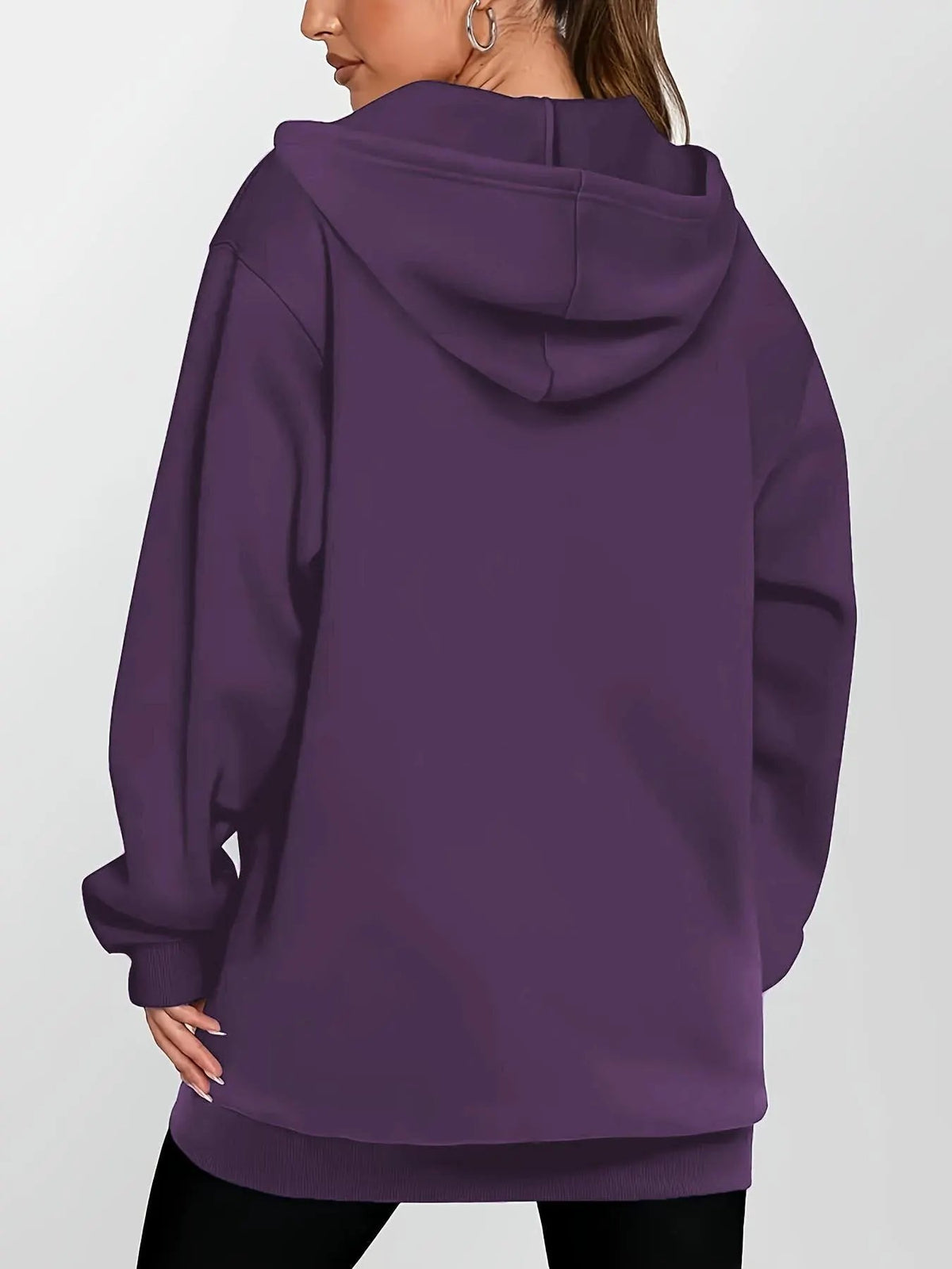 Women's Longline Hooded Zip Jacket With Deep Pockets-Women's Coats & Jackets-Bellmaren-Purple-S-My Store