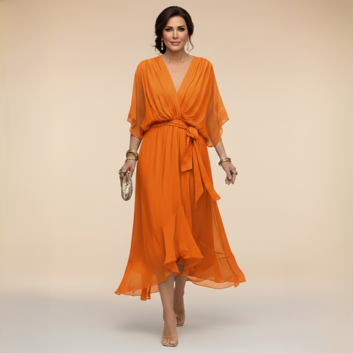 Abigail | Stylish Chiffon V-Neck Dress by My Store