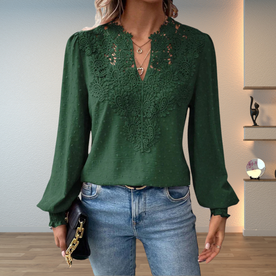 Marlene | Elegant Lace-Trim Blouse by Bellmaren
