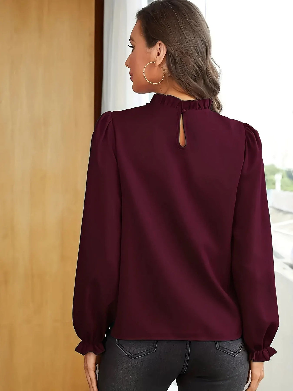 Tamsin | Ruffled High-Neck Puff Sleeve Blouse by My Store