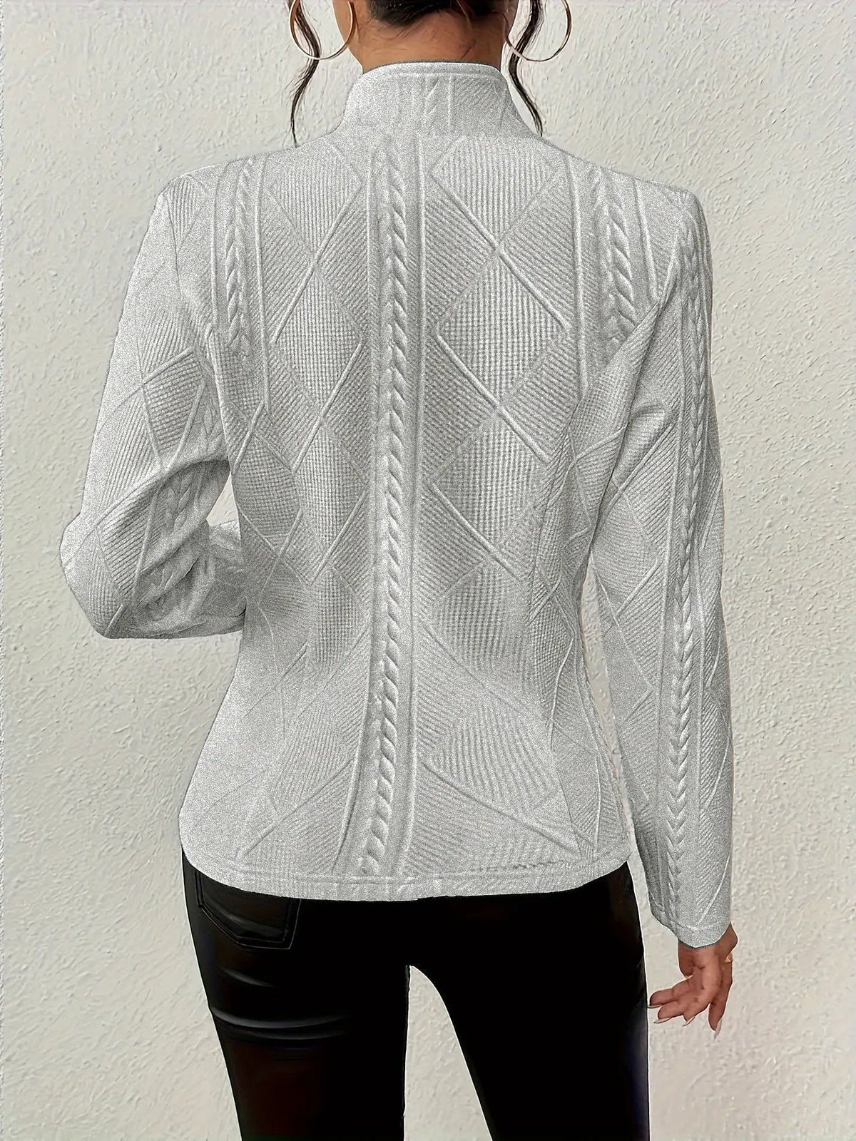 Women's Textured Waist-Defining Tailored Blazer-Women's Coats & Jackets-My Store-White-S-My Store