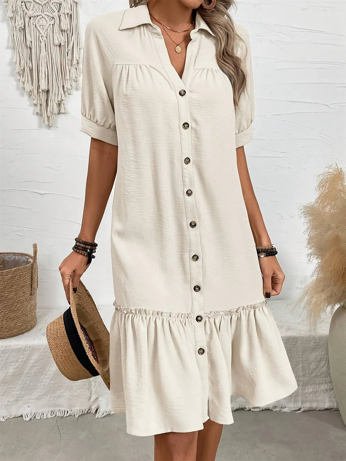 Maevelle | Buttoned Boho Midi Dress by My Store