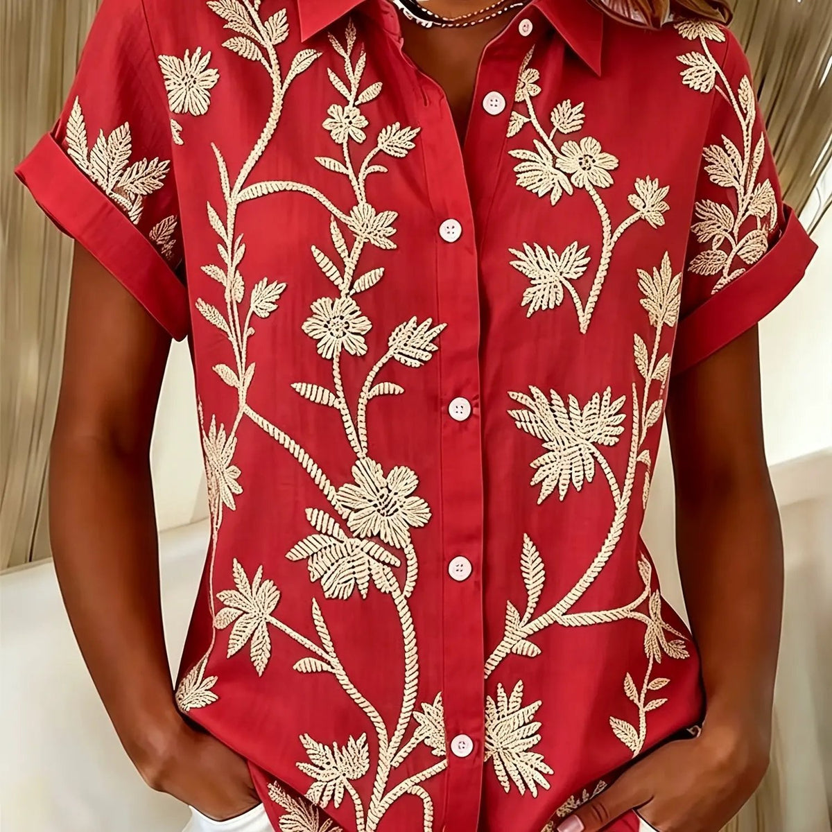 Regina | Botanical Print Shirt by My Store