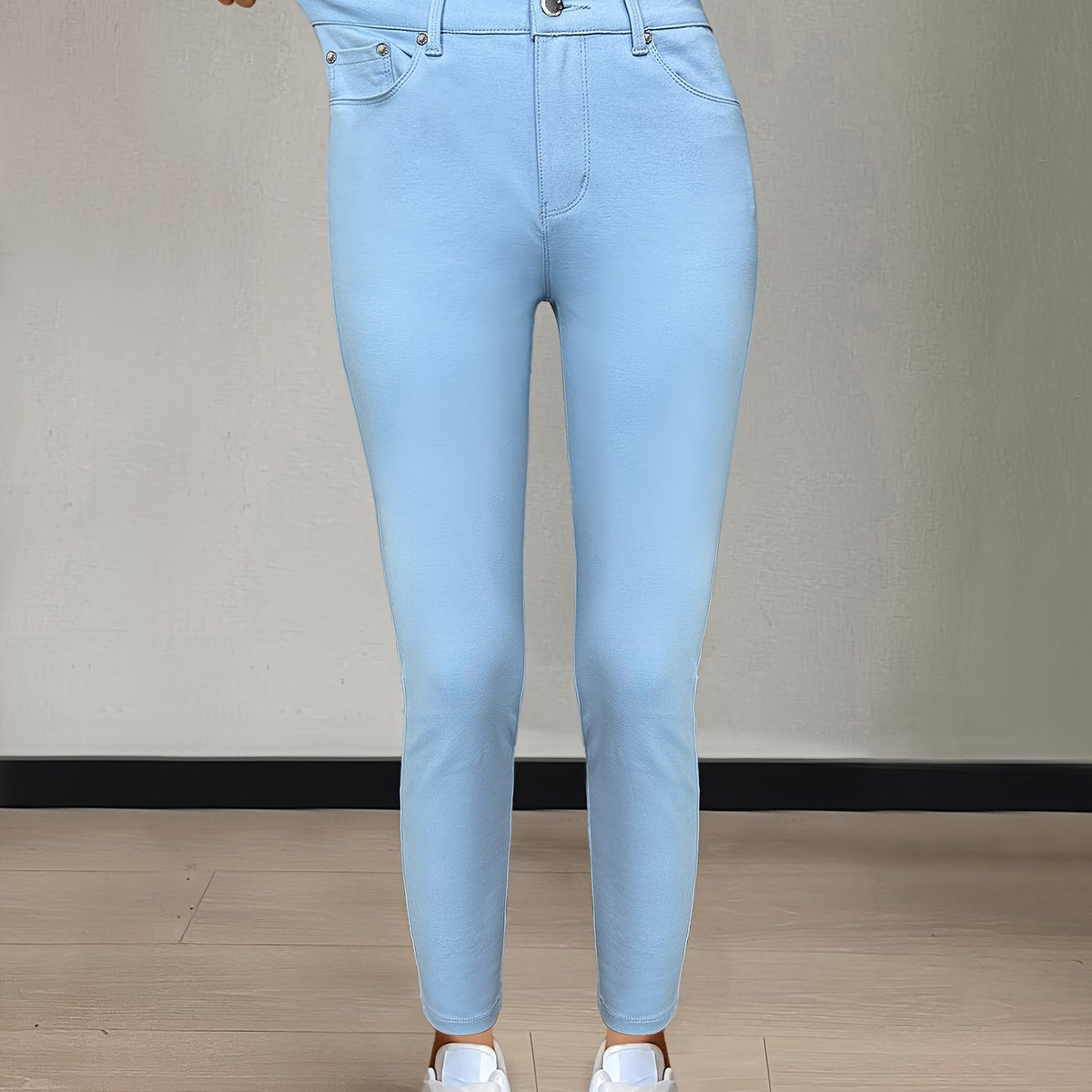 Women's High-Waist Skinny Jeans with Gentle Stretch-Women's Jeans-Bellmaren-Light Blue-S-My Store