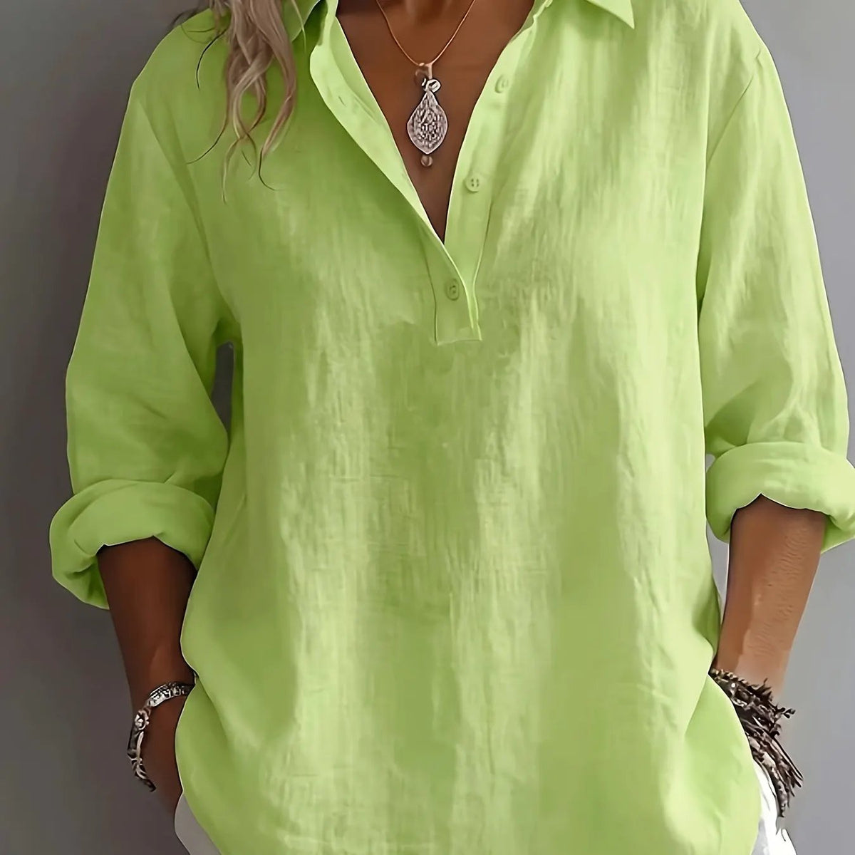 Freya | Relaxed Collared Blouse by Bellmaren