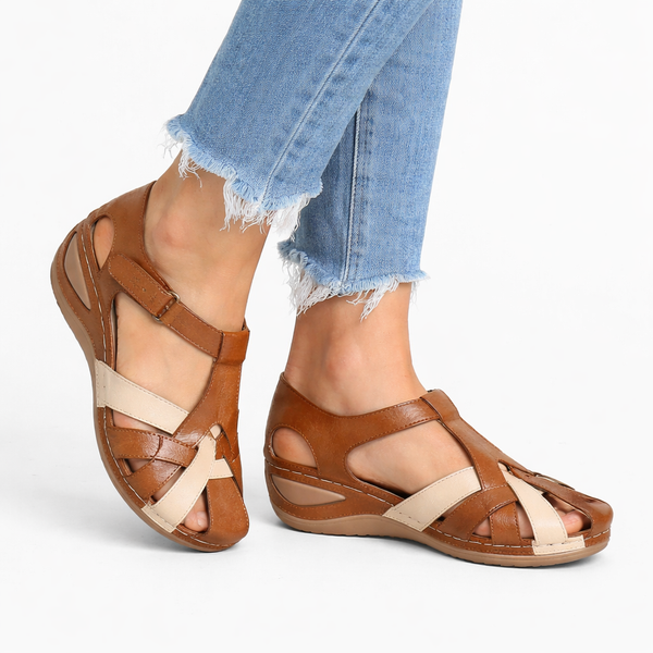 Women's Leather Orthopedic Wedge Sandals for Daily by My Store