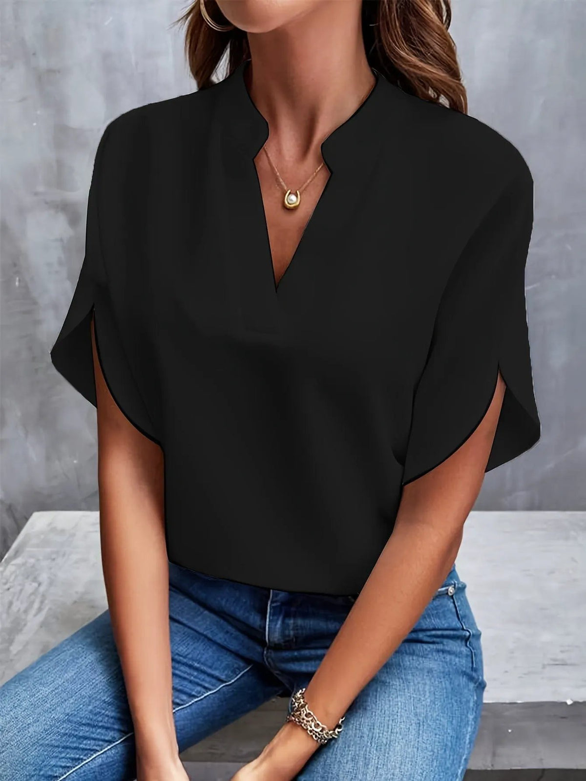 Nicole | Elegant Draped V-Neck Blouse by My Store