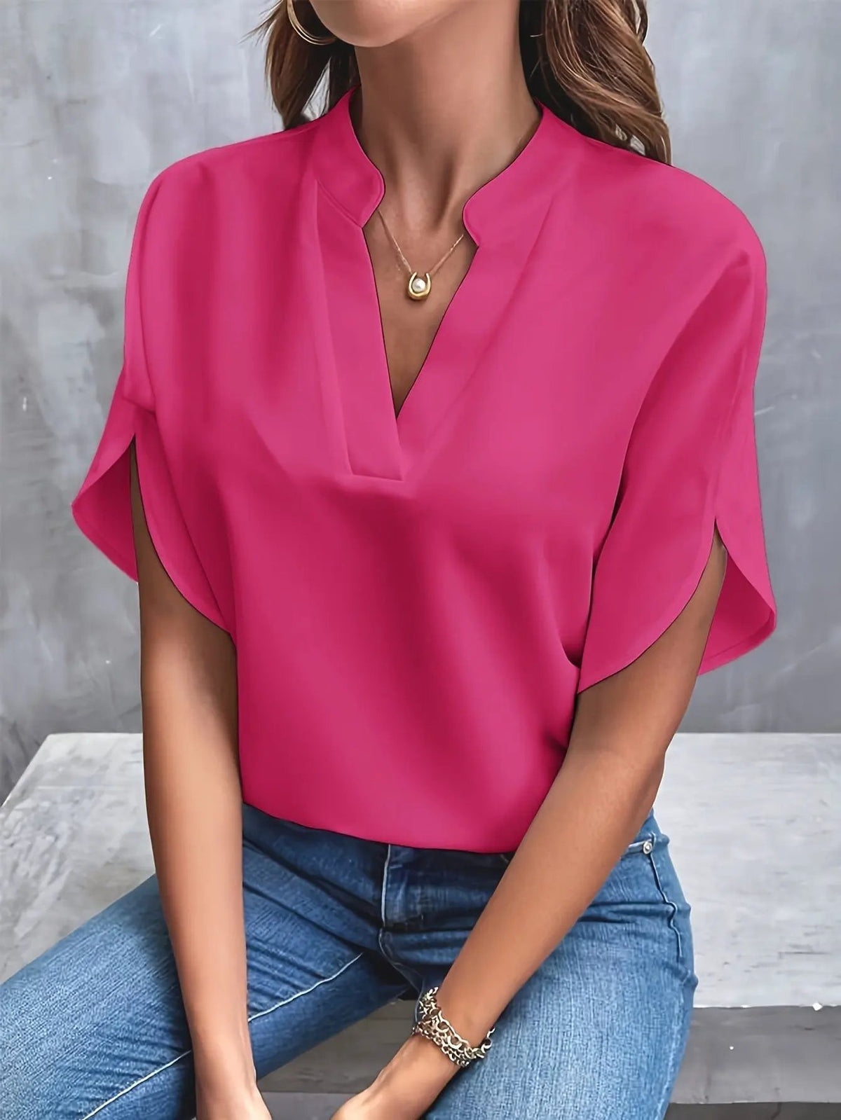 Nicole | Elegant Draped V-Neck Blouse by My Store