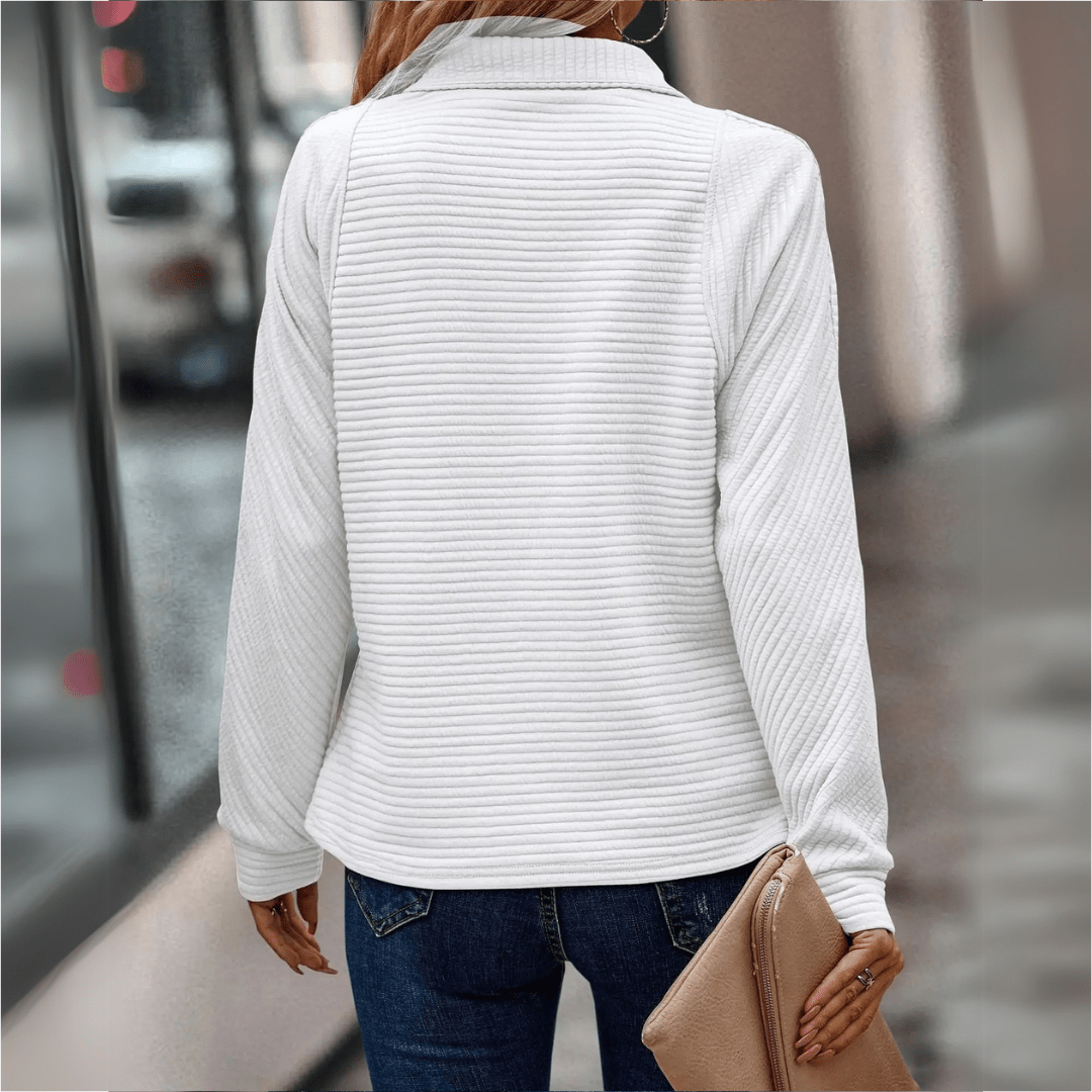 Women's Ribbed Half-Zip Jumper Stand-Up Collar by Bellmaren