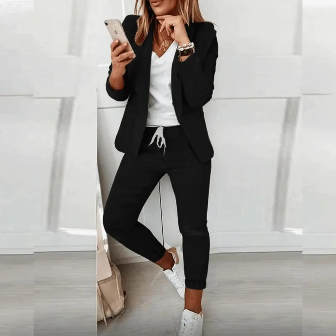 Women's Tailored Two-Piece Set Open Front Blazer by Bellmaren