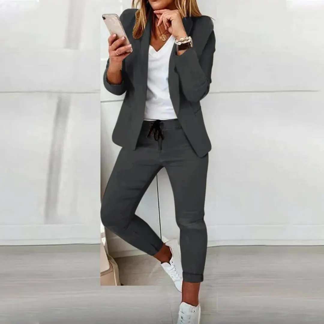 Women's Tailored Two-Piece Set Open Front Blazer by Bellmaren