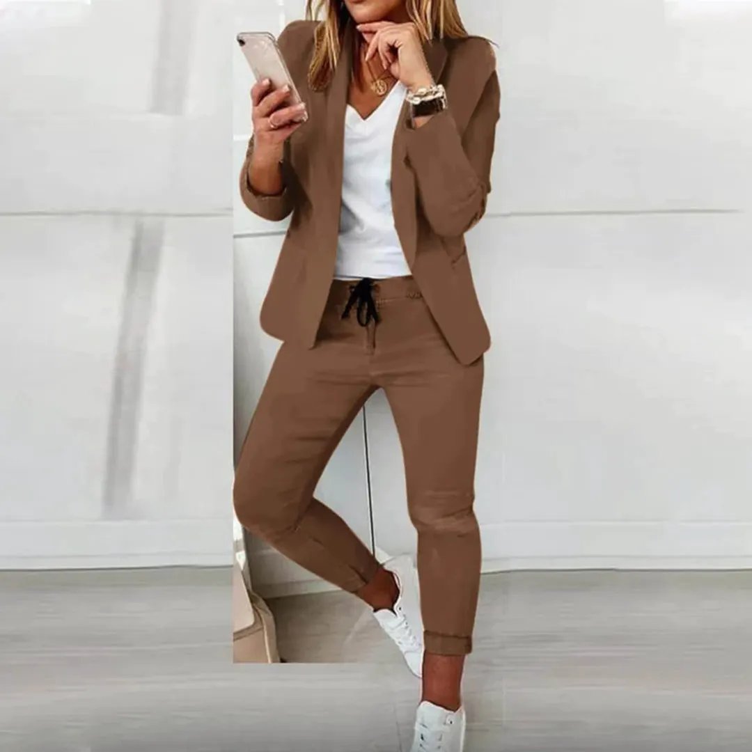 Women's Tailored Two-Piece Set Open Front Blazer by Bellmaren
