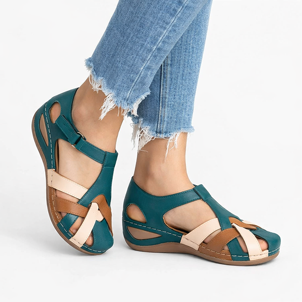 Women's Leather Orthopedic Wedge Sandals for Daily by My Store