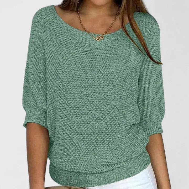 Women's Batwing Jumper – Gathered Hem, Relaxed Draped Knit