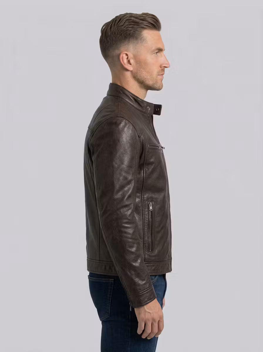 Men's Genuine Leather Jacket – Classic Design & Structured Detailing
