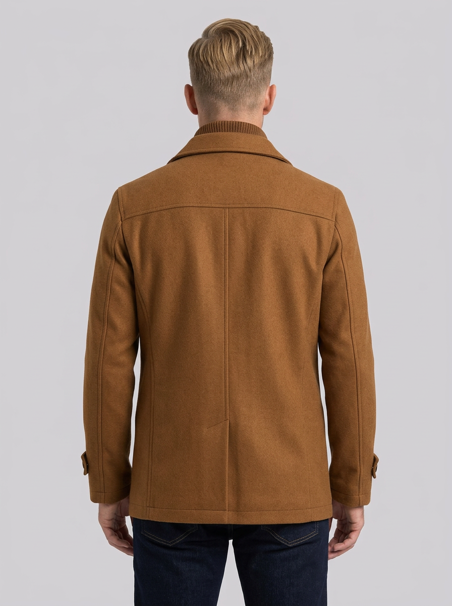 Men's Dual-Collar Winter Jacket – Button Front & Zip Chest Pocket