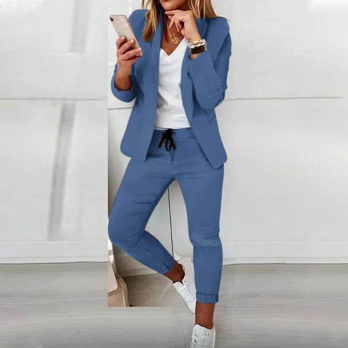Women's Tailored Two-Piece Set Open Front Blazer by Bellmaren