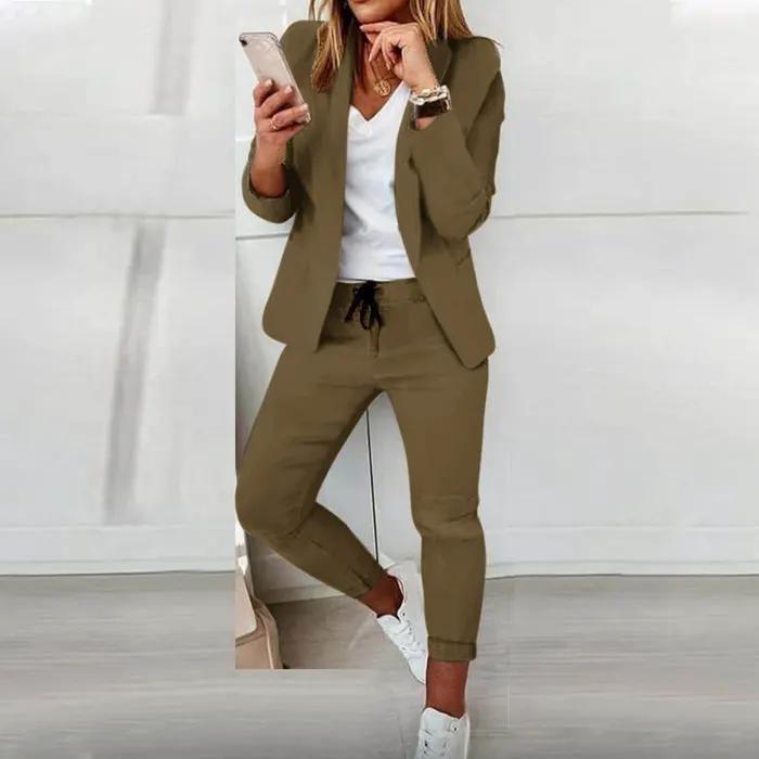 Women's Tailored Two-Piece Set Open Front Blazer by Bellmaren