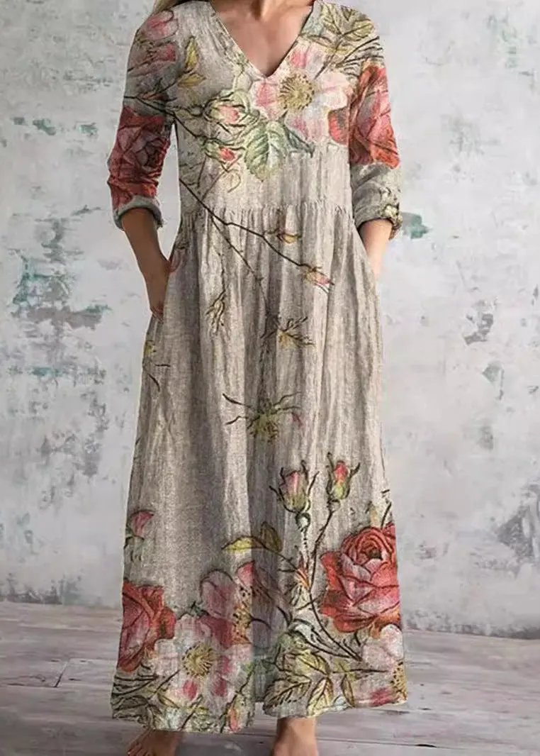 Women's Floral Print Midi Dress – Relaxed, Lightweight