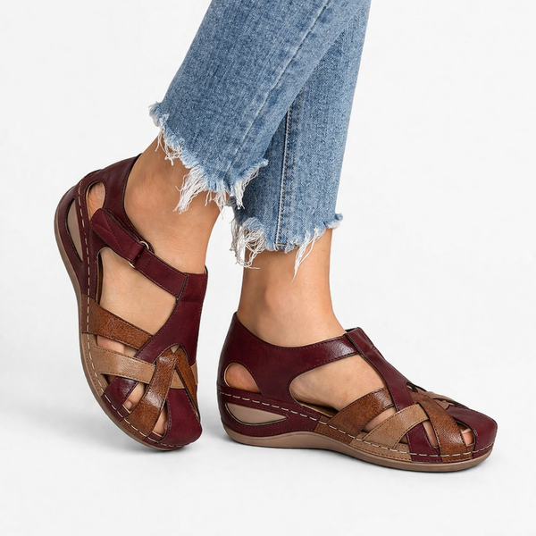 Women's Leather Orthopedic Wedge Sandals for Daily by My Store