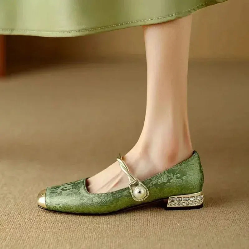 Camille | Vintage Braided Pearl Strap Shoes by My Store