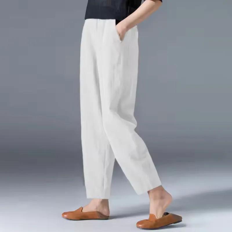 Women's Relaxed Tapered Trousers Elastic Waist by My Store