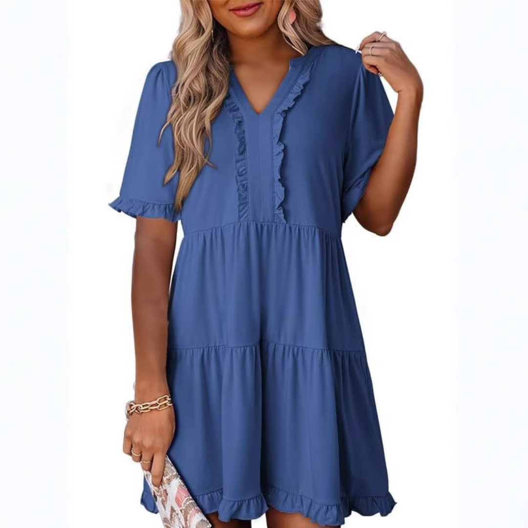 Shiela | Casual V-Neck Mini Dress by My Store