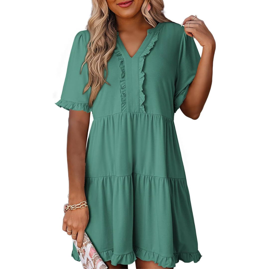 Shiela | Casual V-Neck Mini Dress by My Store