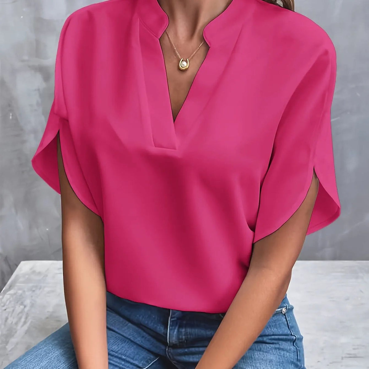 Nicole | Elegant Draped V-Neck Blouse by My Store