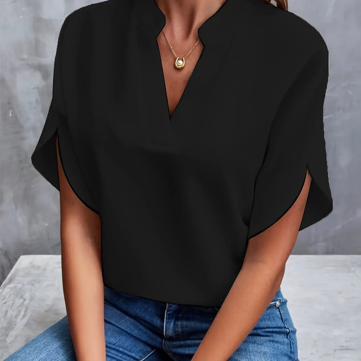 Nicole | Elegant Draped V-Neck Blouse by My Store