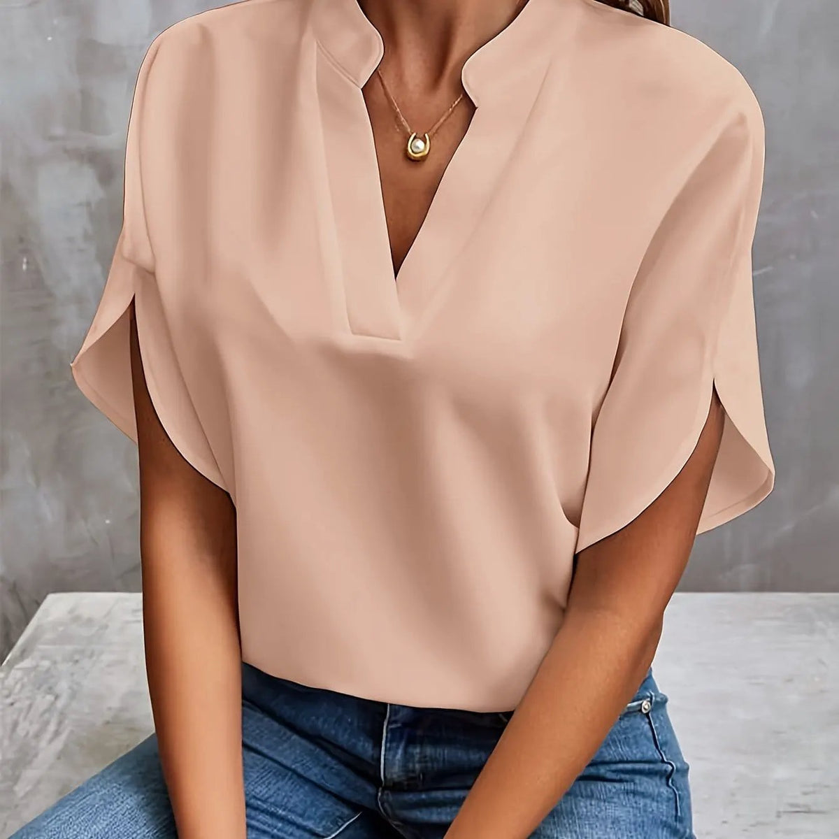 Nicole | Elegant Draped V-Neck Blouse by My Store