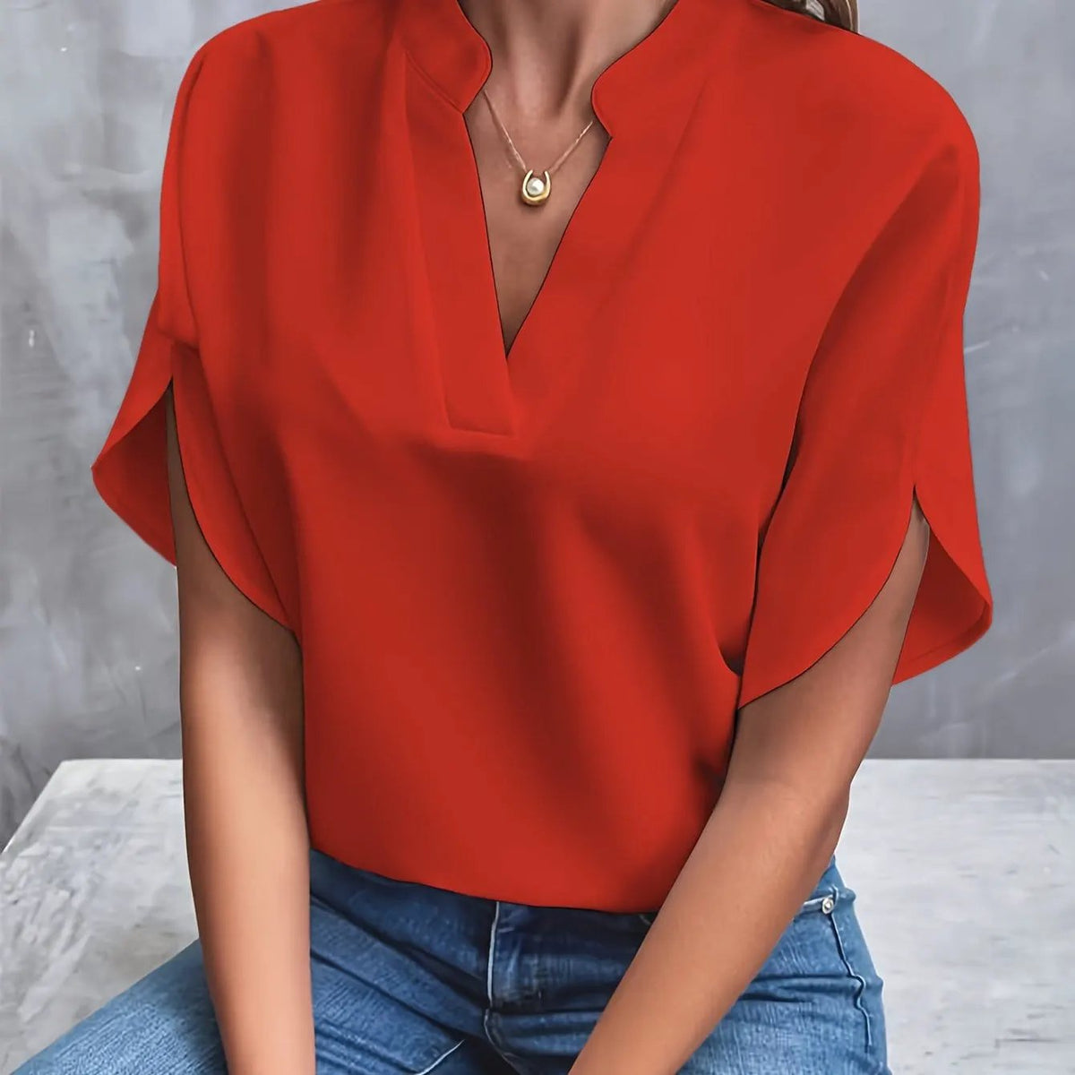 Nicole | Elegant Draped V-Neck Blouse by My Store