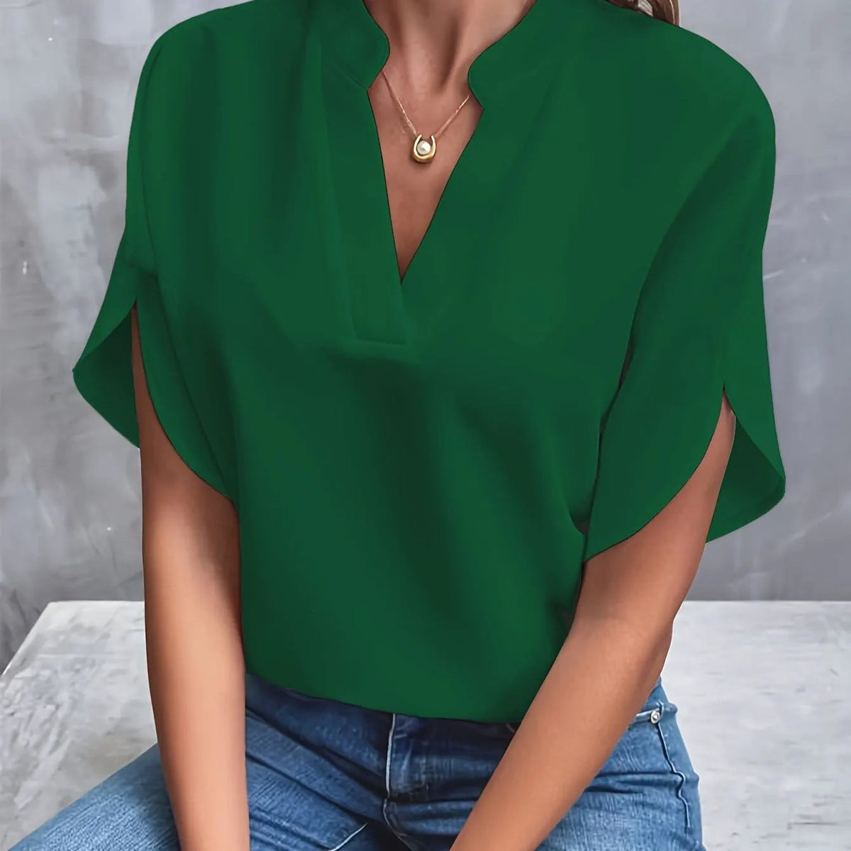 Nicole | Elegant Draped V-Neck Blouse by My Store