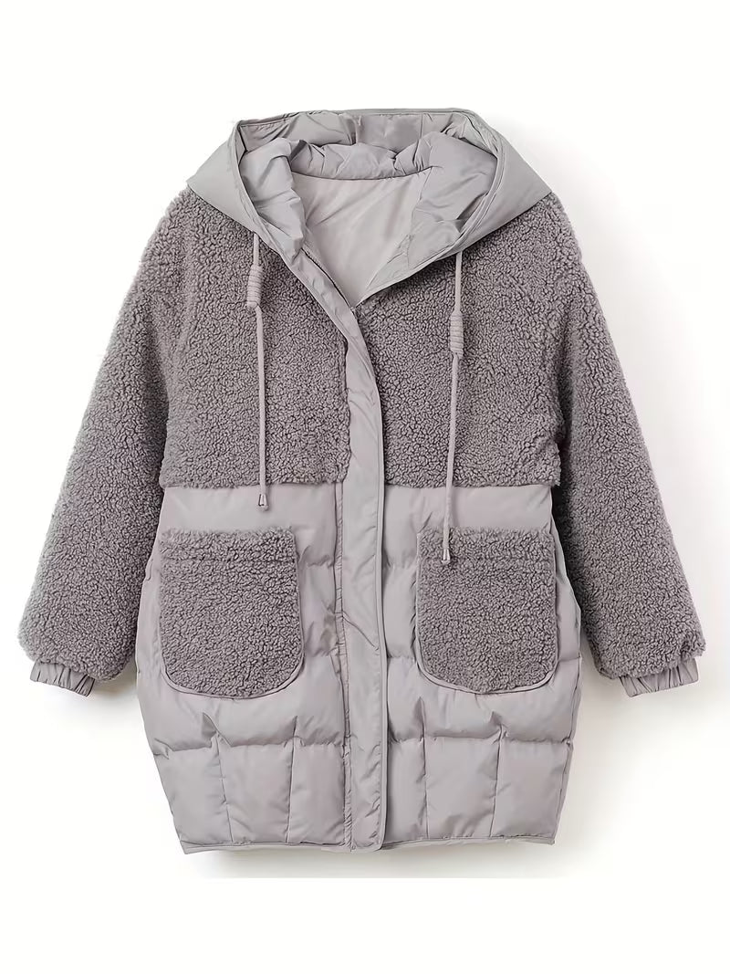 Women's Padded Winter Jacket – Thickened Design & Contrast Detailing