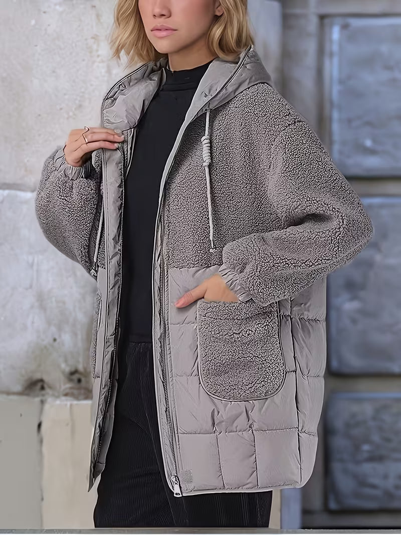 Women's Padded Winter Jacket – Thickened Design & Contrast Detailing