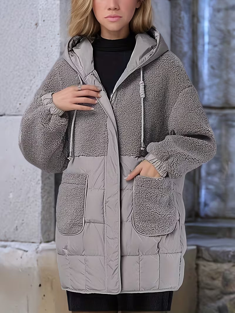 Women's Padded Winter Jacket – Thickened Design & Contrast Detailing