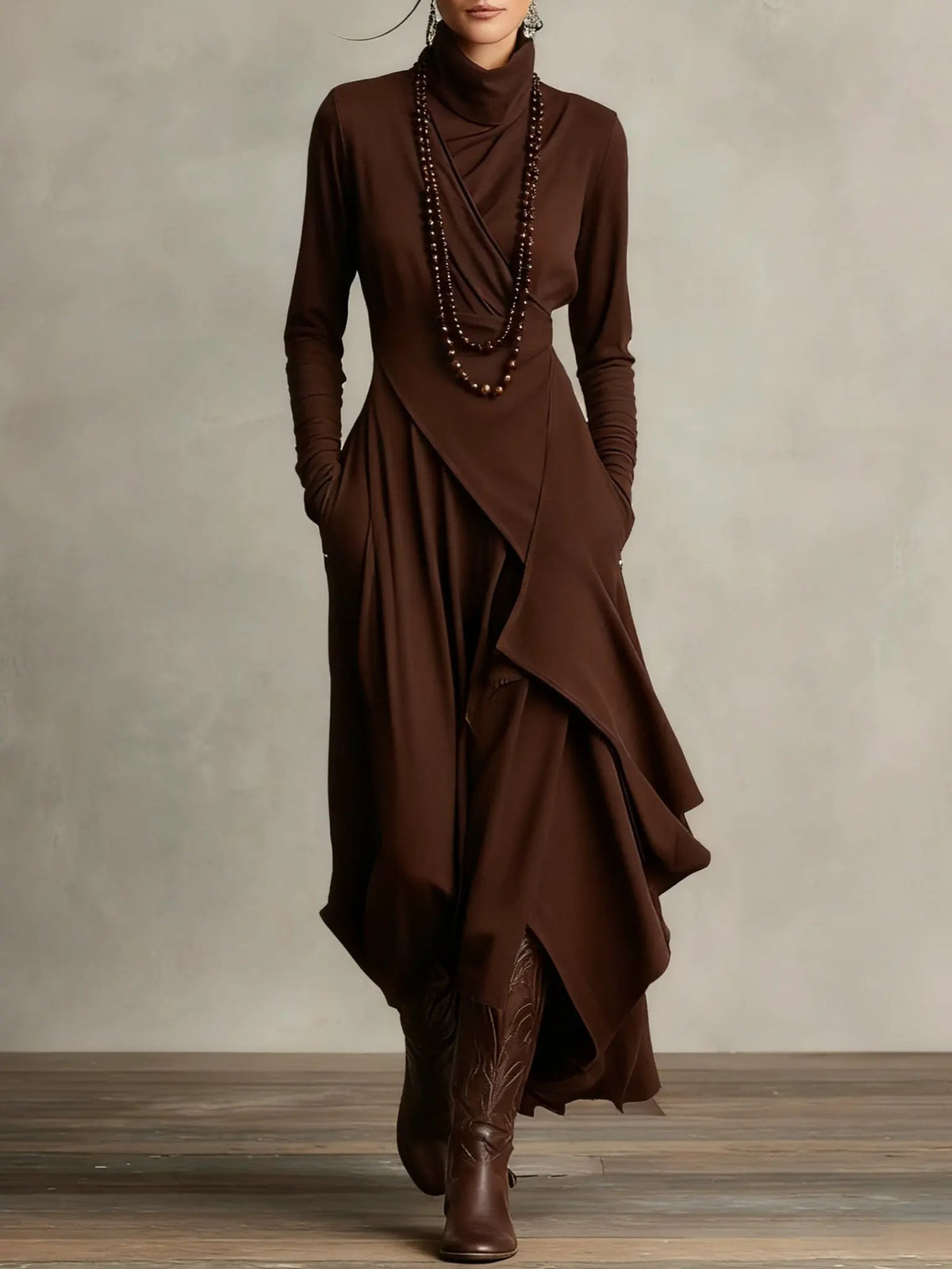 Sierra | Elegant High Neck Maxi Dress by My Store